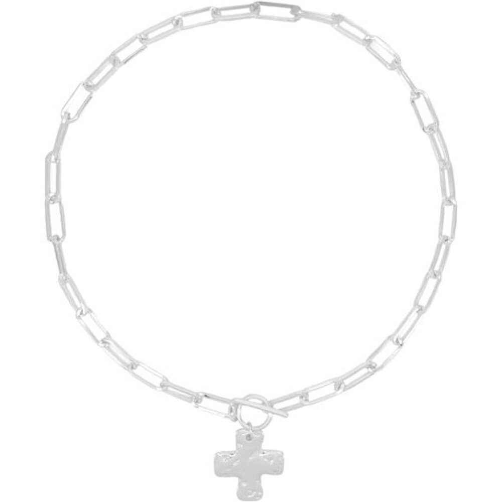 Gold Chunky Cross Necklace for Women - Statement Layered Hammered Cross Pendant - Picture 2 of 6